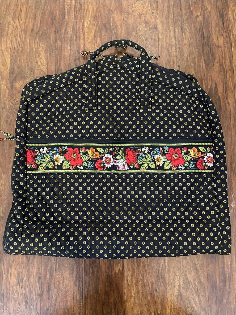 Vera Bradley Sunflower Floral Travel Garment Bag – Black Quilted, Daisy Trim
